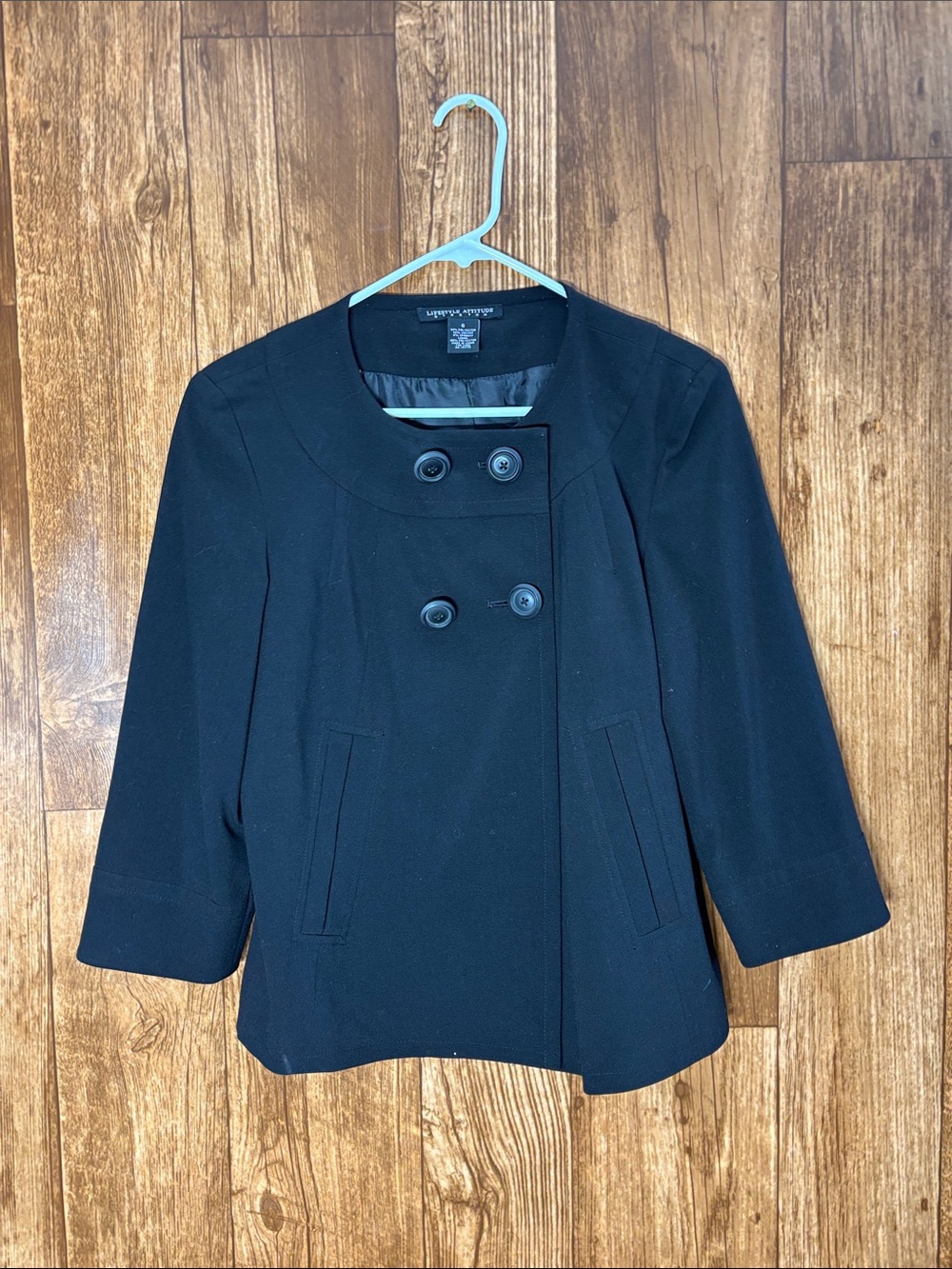 Lifestyle Attitude Black Double-Breasted Pea Coat